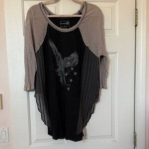 We The Free Black and Gray Long Sleeve Top